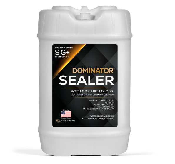 5 Gal. DOMINATOR SG+ Clear Acrylic Sealer | High Gloss Paver Sealer | Wet Look, Color Enhancing | Professional Grade | Concrete Pavers and Decorative Concrete | Fast Dry | Driveway, Patio and Walkways