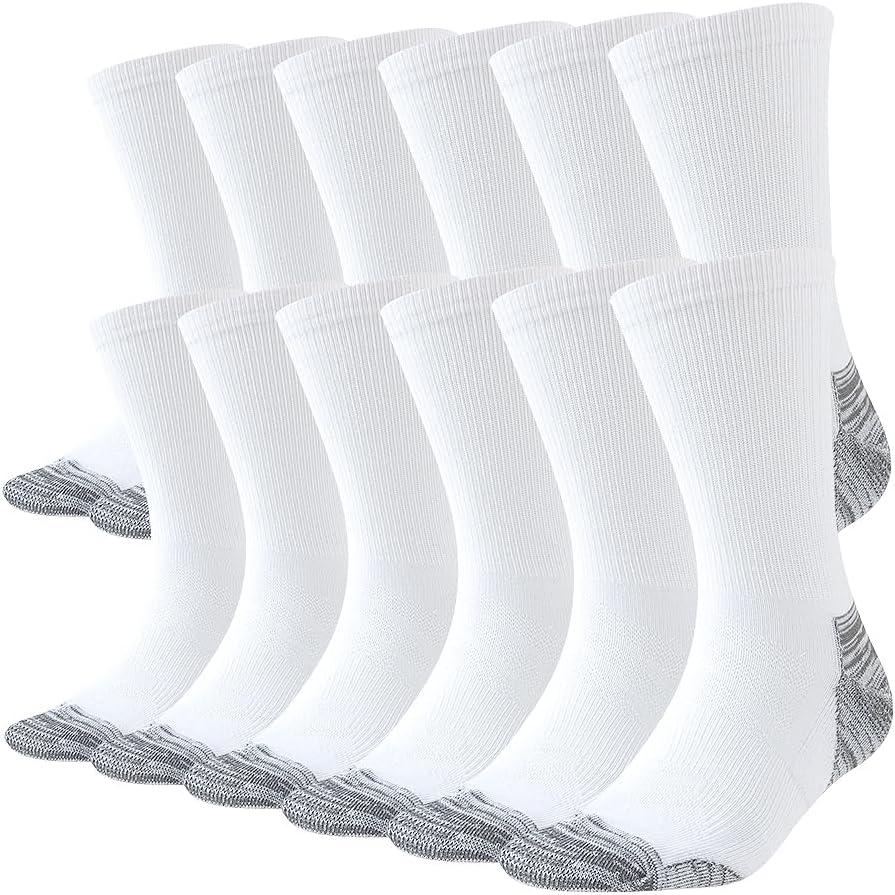 JOYNE 6 Pairs Mens Crew Cushion Socks Work Athletic Running Socks Casual Breathable Socks for Men, Sock Size: 10-13 (Large)