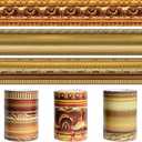 3 Rolls Vintage Bulletin Board Borders Retro Photo Frame Designs Trim Border Stickers Gold Frame Bulletin Decorations for School Classroom Office Bulletin Board Decoration (Style 7)