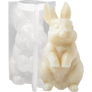 3D Rabbit Candle Silicone Molds Easter Bunny Resin Casting Mould for DIY Candle Making Polymer Clay Craft Plaster Home Decoration