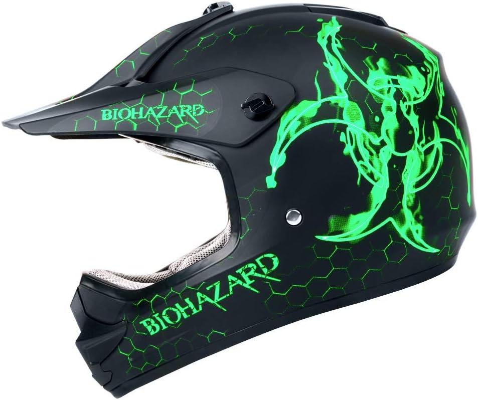Orthrus DOT Certified Adult & Youth Helmet for Dirt Bike ATV Motocross Offroad Motorcycle Bike(BIO-Green, M)