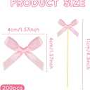 3 x 200Pcs Pink Bow Cocktail Picks,4.3" Fruit Skewers for Party Fancy,Toothpicks for Drinks,Appetizers Charcuterie,Bowknot Party Decor for Birthday, Bridal Shower,Bachelorette,Wedding Supplies