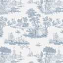 Hopepak Blue Toile Peel and Stick Wallpaper Vintage Contact Paper Blue and White Self Adhesive Waterproof Removable French Contact Paper for Cabinets Bedroom Bathroom 17.3"x78.7"