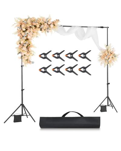 Backdrop Stand, 7 x 10 ft Adjustable Photo Backdrop Stand Kit, Portable Background Backdrop Stand with 3 Crossbars, Heavy Duty Projector Screen Stand, for Wedding, Photo Video Studio & Party