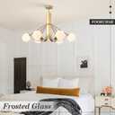 Gold Sputnik Light Fixture Modern Kitchen Chandelier Brassy Gold Bedroom Light Fixtures with Chain 33in Dining Table Light Fixture Mid-Century 6 Light Frosted Glass Chandelier for Living Room Entry
