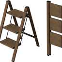 Taranta 3 Step Stool Foldable,Aluminum Step Ladder-Walnut