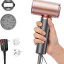 Dual Voltage(100~250V) Travel Mini Hair Dryer with European Plug Adapter for International Travel, 110,000 RPM High-Speed Portable Hair Dryer with Concentrator Nozzles