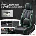 Coverado Automotive Seat Covers Front Seats, Leather Seat Covers 2 Pack, Black Green Car Seat Cover, Waterproof Car Seat Protector with Lumbar Support, Front Seat Covers Universal Fit for Most Cars