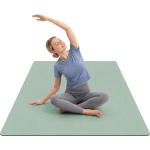 Large Yoga Mat Non-Slip, Ultra Durable, Wide Workout Mat, Wide Exercise Mats for Home Workouts, Yoga, Pilates, Stretching (Barefoot Exercise) - Green