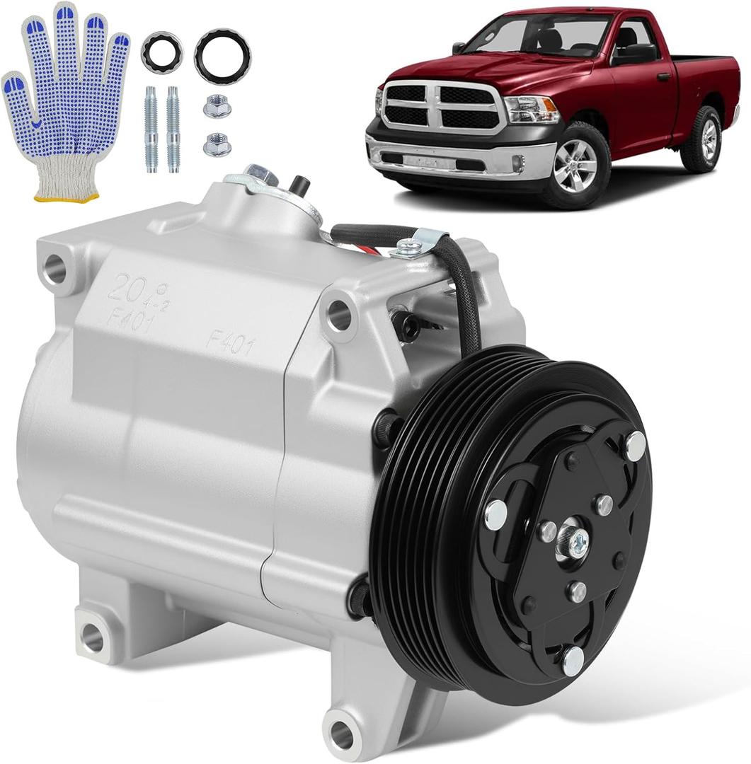 Air Conditioner AC Compressor with Clutch, Compatible with Dodge Ram 1500 2010-2013 5.7L, Compatible with Dodge Ram 2500 3500 2014-2018 5.7L 6.4L, Replace 60-03239NA 030313 1026191 140450C