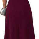 Women's Casual Crew Neck Sleeveless Flared A-Line Hem Long Tank Dress (Red, L)