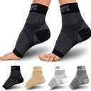 Compression Socks for Women & Men Open Toe (1 Pair) - Best Ankle Compression Sleeve for Swelling, Achilles Tendonitis, Heel Pain & Plantar Fasciitis Relief, Black, Medium
