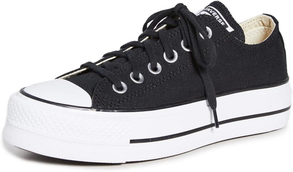 Converse Women's Chuck Taylor All Star Lift Floral Embroidery Low Top Sneakers (7.5, Black/White)