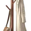 Coat Rack Freestanding, Coat Stands Entryway, Bamboo Coat Rack Hat Hanger 8 Hook for Jacket, Purse, Scarf Rack, Umbrella Tree Stand (Brown)