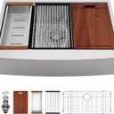 Sarlai 33 Farm Sink Stainless Steel - 33 x 22 Inch Farmhouse Kitchen Sink Ledge Workstation Apron Front Single Bowl 16 Gauge Stainless Steel Luxury Kitchen Farmer Sinks Basin