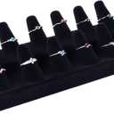 Super Z Outlet Black Velvet Finger Ring Counter Display Rack 12 Slots for Home Decoration, Organizing