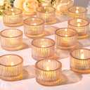 24 pcs Tealight Gold Candle Holders, Votive Tea Light Candle Holder Glass for Gold Centerpieces Fall Wedding Table Decor, Party Supplies, Home Decor