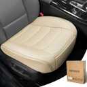 BOPUOVRE Car Seat Cover for Luxury & Comfort - PU Leather, Anti-Slip, Full Wrap Protection with Storage Pocket for Bottom Cushion - Universal Fit for 95% of Vehicles (Beige, 1 Piece)