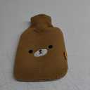 Samply Hot Water Bottle with Cute Fleece Cover, Hot Water Bag for Hot and Cold Compress, Hand Feet Warmer, Neck and Shoulder Pain Relief, Brown Bear