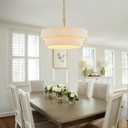 20Hand Woven Rattan Chandelier Boho Pendant Light Adjustable Coastal Pendant Light for Kitchen Island Dining Living Room, White, UL Listed