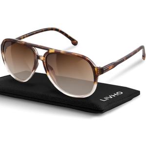 livho Trendy Polarized Aviator Sunglasses Women Men, Retro Sun Glasses for Women Men 2025, Oversized UV Protection Shades (Tortoise Gradient Brown/Brown)