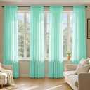 MIULEE Aqua Sheer Curtains 108 Inches Long, 4 Panels Set, Light Filtering Rod Pocket Voile Drapes for Living Room and Bedroom, Airy Soft Fabric Window Treatments, 42 x 108 Inches