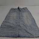 MISS MOLY Women's Jean Skirt Stretch High Waisted Frayed Raw Hem A Line Denim Midi Skirt with Pockets (Medium, 1 Vintage Blue)