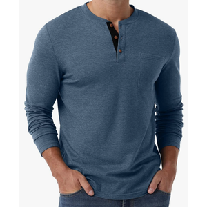 Sailwind Men's Henley Shirts Long Sleeve Cotton Button T-Shirt Casual Stylish Classic Pullover Shirt with Pocket S