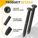 Blulu 100 Pcs 1/4-20 x 2-1/2" Self-Tapping Trailer Deck Screws Flat Head Trailer Deck Screws, Star Drive T-30, Black Floorboard Thread Cutting Screw Fasteners for Wood to Metal
