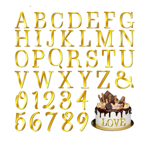75 PCS Custom Cake Topper Name Acrylic Letters DIY Personalized A-Z & 0-9 Number Alphabet Cake Decoration For Wedding Anniversary Baby Shower Party Birthday Supplies (Gold)