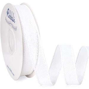 Ribbli White Burlap Wired Ribbon, 1 Inch x Continuous 20 Yard, White Wired Ribbon for Wreaths,Big Bows,Tree Decoration,Outdoor Decoration