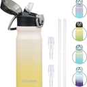 Konokyo 18 oz Insulated Water Bottle with Straw Lid, Stainless Steel Vacuum Sports Water Bottle, Leak-Proof Reusable Metal Flask with Carry Loop, BPA-Free Travel Bottle for Gym, School, Office