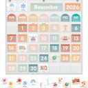 Large Calendar Pocket Chart, Calendar Learning Classroom Calendar Pocket Chart with 115 Cards for Classroom Calendar and Weather Pocket Chart for Home Kindergarten Learning(White)