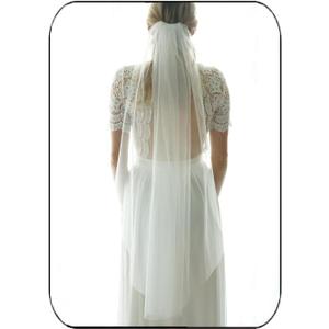 HEREAD 1 Tier Bride Wedding Veil Fingertip Length Short Bridal Tulle Veils with Comb and Cut Edge (39.4 inch (Pack of 1), Ivory)
