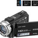 ORDRO HDV-V12 Video Camera Full HD Camcorder Digital Recorder | 1080P 30FPS 30MP | 3.0 Inch Rotation LCD | 16X Digital Zoom | Infrared Night Vision - Black (V12+16GB Card)