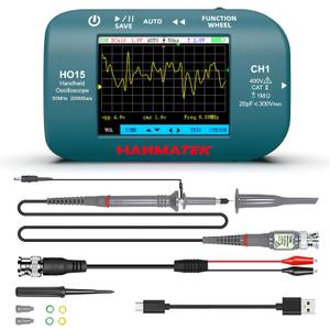 HANMATEK HO15 Handheld Digital Oscilloscope - 50MHz Bandwidth, 200MSa/s High-Precision Sampling, 2.8" TFT Display, USB Rechargeable, Signal Generator,Portable for Fieldwork