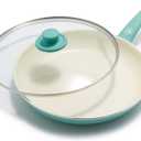 GreenLife Soft Grip Healthy Ceramic Nonstick, 12" Frying Pan Skillet with Lid, PFAS-Free, Dishwasher Safe, Turquoise