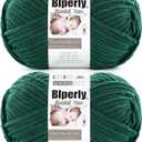 6 Super Bulky Velvet Chenille Yarn for Crocheting - 2 Skeins of 200g/7 oz - Ultra Soft Heavy Weight Chunky Knitting Yarn for Baby Blankets, Amigurumi, Home Decor Dark Green 2 Skeins