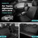 Highlander Seat Covers for Toyota Highlander 2014 2015 2016 2017 2018 2019 7 Seats Full Set Faux Leather, 3-Row Second Row Captain's Chairs, Car Seat Protectors Accessories - Black