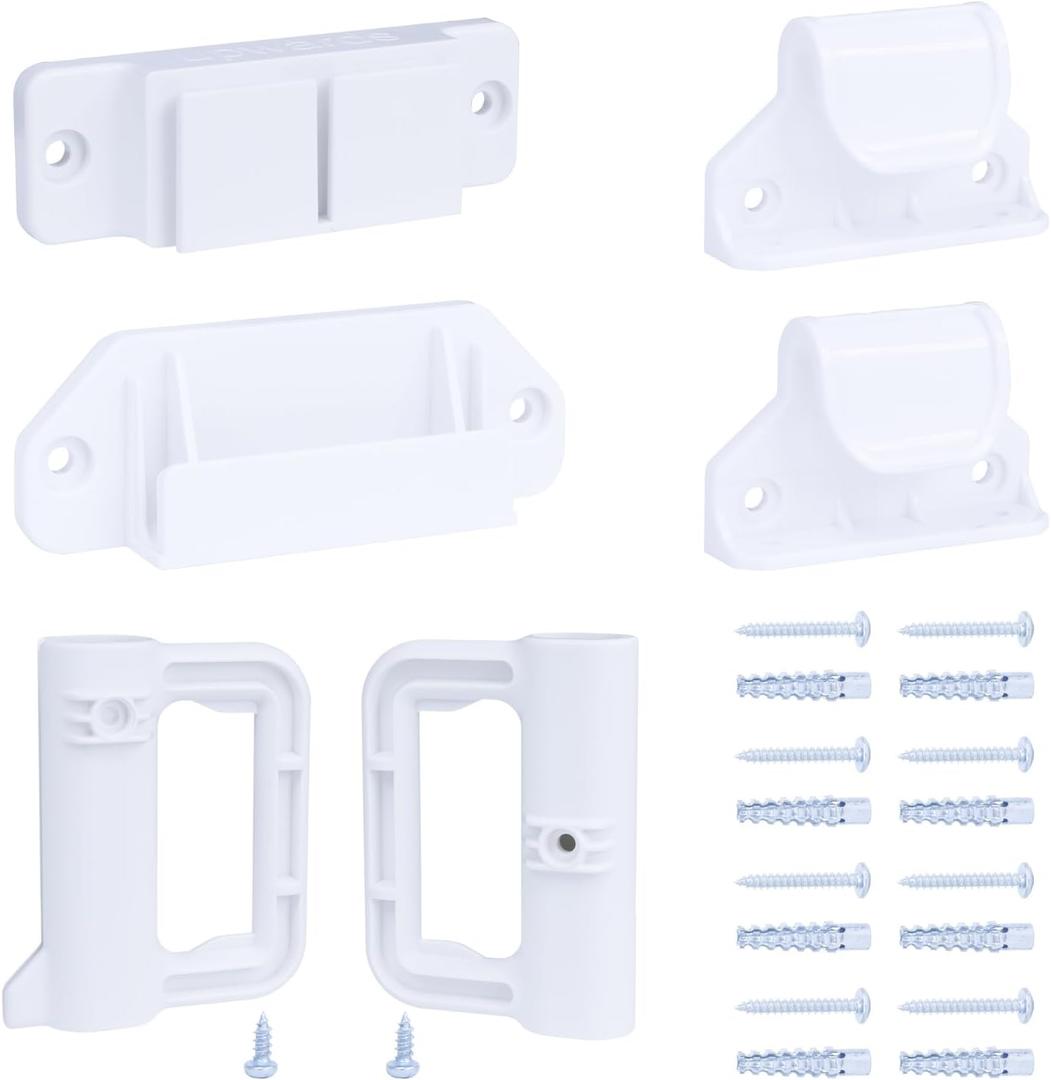 Retractable Baby Gate Replacement Parts, Mesh Baby Gate Parts, Hardware Mount Kits for Mesh Pet Gate Retractable Dog Gate, Wall Mounting Accessories with Brackets/Hooks/Latches/Screws, White