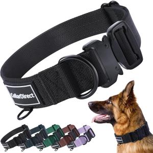 Heavy Duty Dog Collar for Large or Medium Dogs, Adjustable Strong Dog Collar for Active Dogs, Double-Layered Nylon (Black, 14-20)