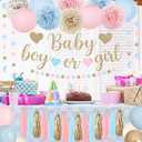 Ouddy Party Baby Gender Reveal Decorations, Pink Blue Sand White Balloons Glitter Boy or Girl Banner Moon Star Circle Garland Paper Tassels Lanterns for Boho Gender Reveal Birthday Party Supplies