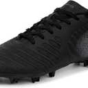 Women's Soccer Cleats Firm Ground, Lightweight Unisex Soccer Shoes for Adults Fits Men & Women (Black/Grey)
