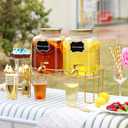 1.6 gallon Glass Beverage Dispenser with Stand, 2PACK Lemonade Dispenser with Spigot Stainless Steel, Drink Dispensers for Parties,Picnic,Weddings(Golden)