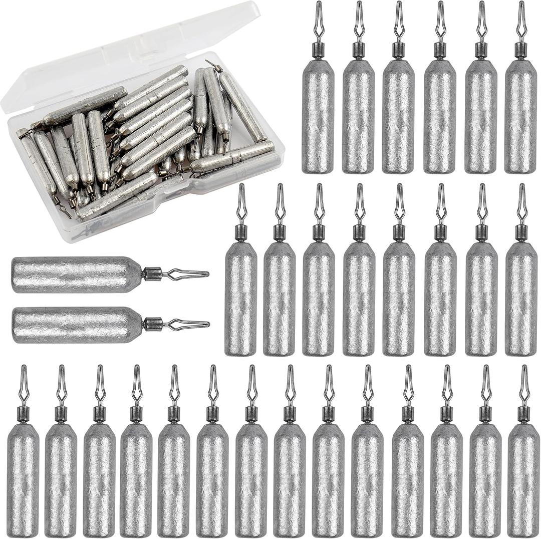 30 Pack Drop Shot Weights Skinny Pencil Sinkers for Bass Fish Drop Shot Rig, 3/16oz - 30 Pack