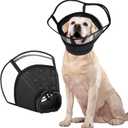 Kuoser Large Dog Cone Collar After Surgery, Soft Cone for Dogs to Stop Licking, Breathable Pet Recovery Collar Comfortable Elizabethan Collars, Adjustable Protective Dog Cones for Large Dogs, Black XL
