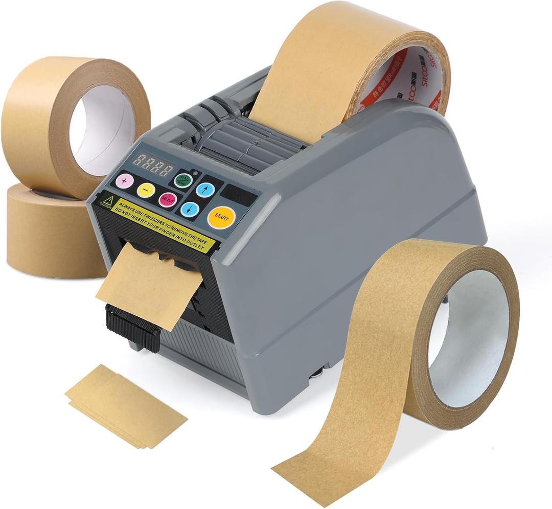 Ribbon Cutting Machine, Automatic Tape Dispenser, Dual-Tape Design, 999mm Max Cut Length, Smart Memory & Safety Sensor for Office, Craft, and Packaging Use