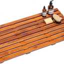 Teak Bath Mat 32"x18" Extra Large - Solid Wood Shower Mat for Bathroom, Spa & Outdoor Use - Non-Slip Fast-Drying Design - Natural Teak Wood - Wide Slat Floor Mat for Tub & Pool