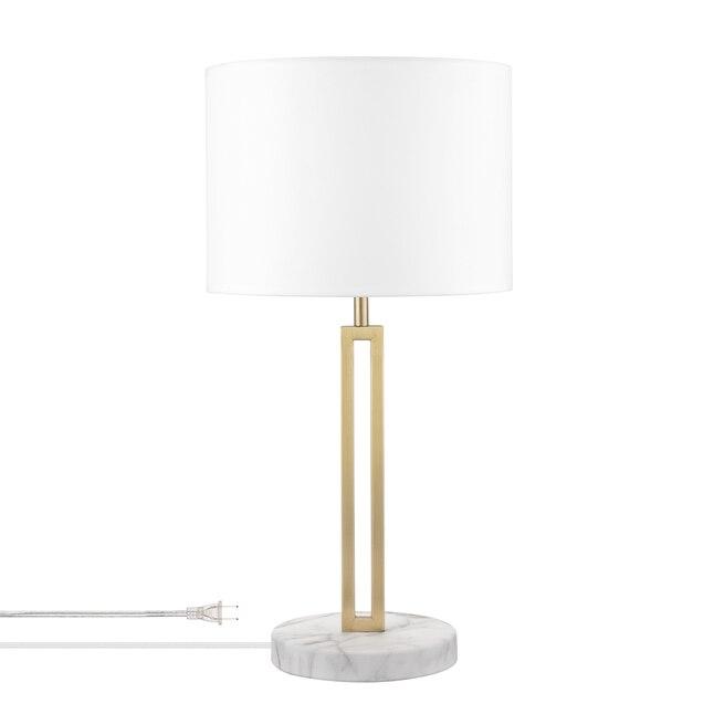 Globe Electric Matte Brass Rotary Socket Table Lamp with Fabric Shade