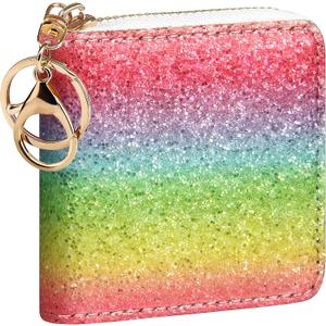 GEEAD Small Glitter Wallet for Women Girls Mini Coin Purse Pouches with Key Ring